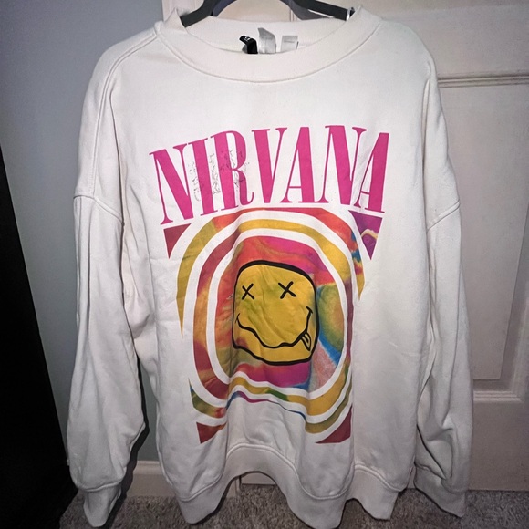 NIRVANA CREWNECK — White, with pink accents - Picture 1 of 2